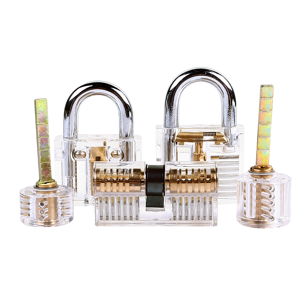 Classic 5 PCS Practice Lock Set Transparent Cutaway Pin Tumbler
